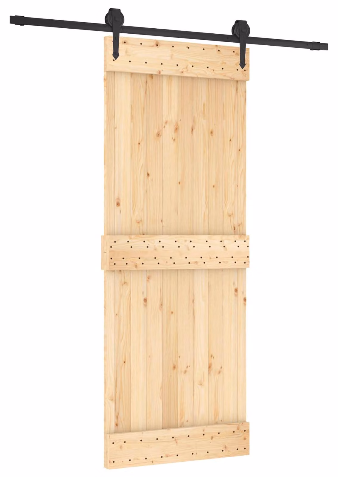 Porta scorrevole Naturale e Nero 80 x 210 cm