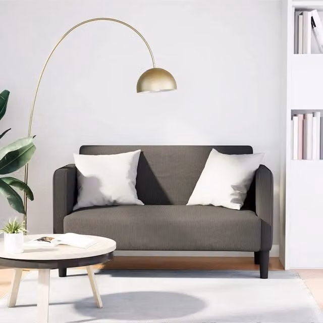 Divanetto moderno vidaXL in tessuto a coste grigio, L: 109 cm, P: 68 cm, H: 74,5 cm