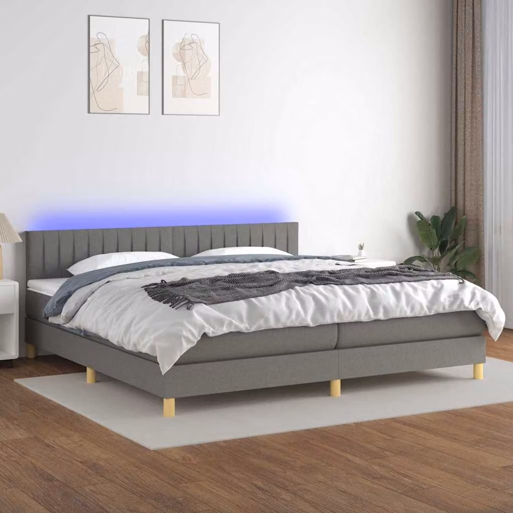 Letto Ibrido con Materasso a Molle Insacchettate e LED vidaXL, Grigio, L/P: 200 x 200 cm – 1