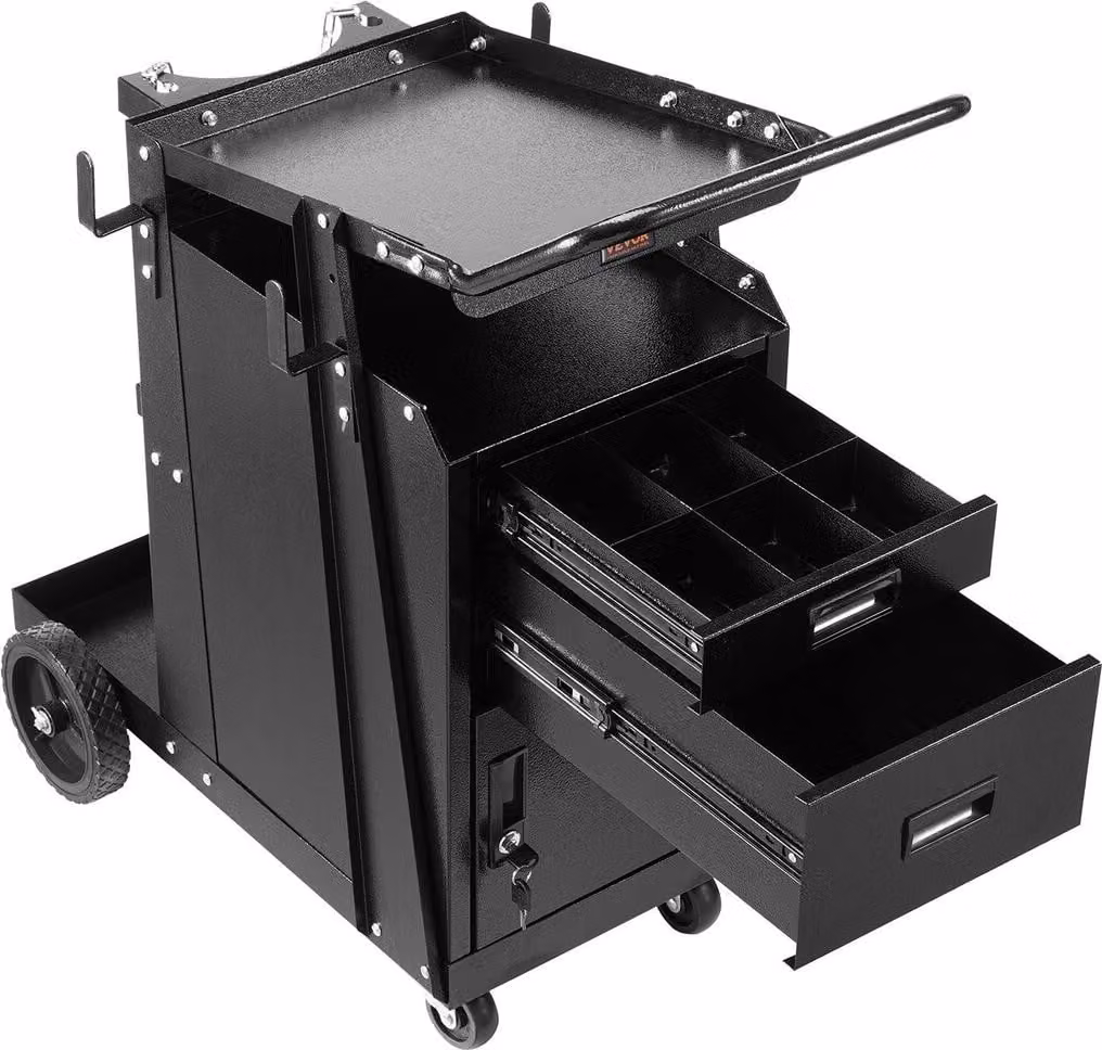 Carrello per saldatura a 2 cassetti Carrello per saldatura per impieghi gravosi con armadietto chiudibile a chiave 350 libbre