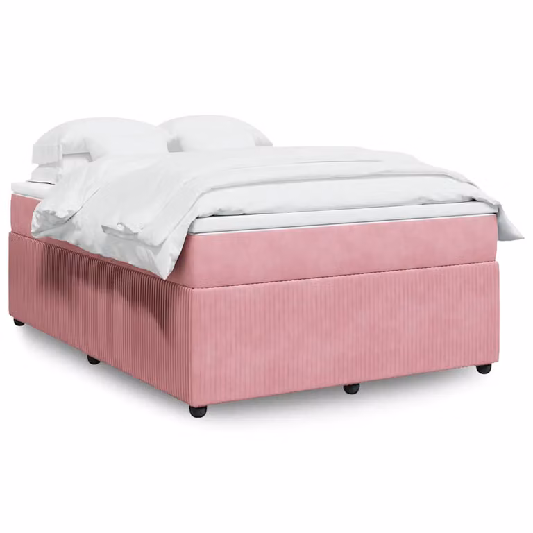 vidaXL Giroletto a Molle con Materasso in Velluto Rosa, L/P/H: 140 x 190 cm