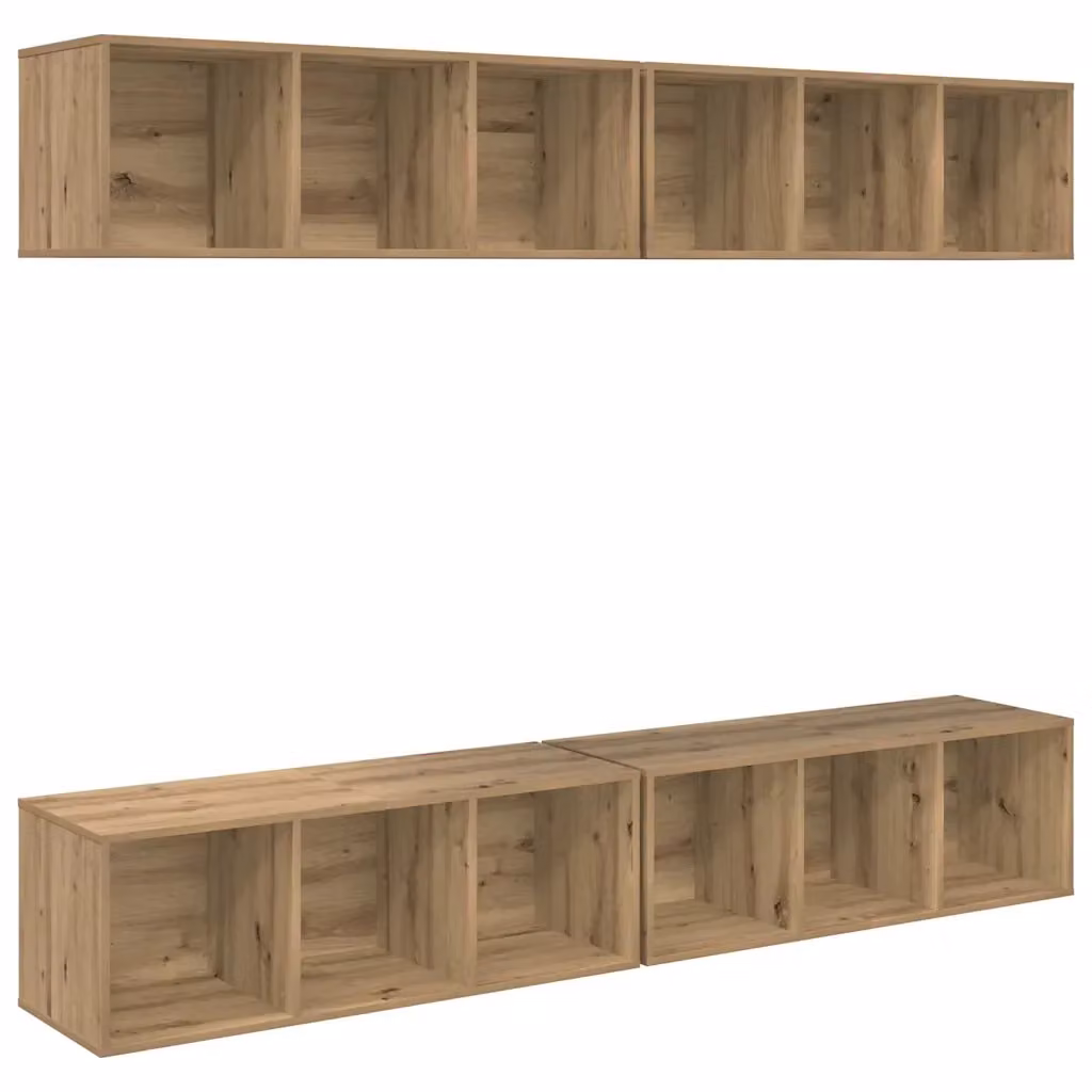 Set mobile TV moderno vidaXL in 4 pezzi color rovere, L/P/H: 37 x 37 x 107 cm – 2