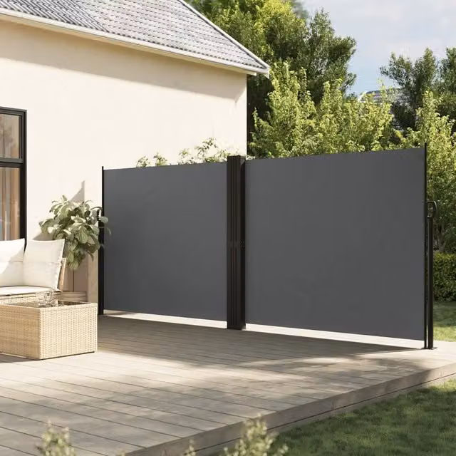 Tenda da sole laterale retrattile vidaXL in alluminio e poliestere, colore antracite, L: 1200 cm, H: 160 cm – 1