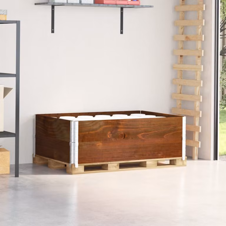 Letti rialzati in legno massello vidaXL, set da 2 pezzi, marrone, L: 120 cm, P: 80 cm, H: 41 cm