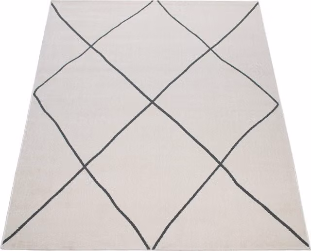 Tappeto Hilal bianco con effetto alto-basso, stile scandinavo, L: 160 cm x P: 230 cm