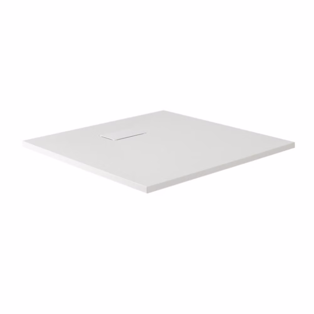 Piatto Doccia Effetto Ardesia Bianco - 800mm x 800mm - con Kit di Rialzo Angolare - Rockwell