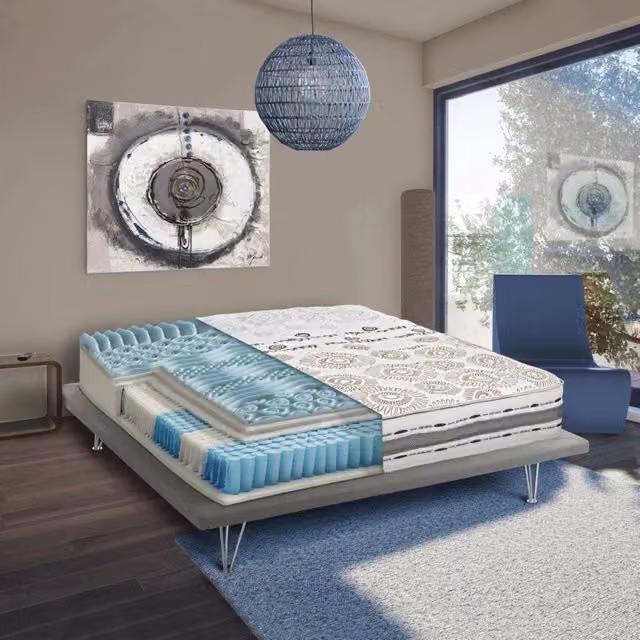 Materasso Ibrido Talamo Italia con Memory Foam e Rivestimento Sfoderabile Bianco L: 160 cm, P: 200 cm, H: 25 cm
