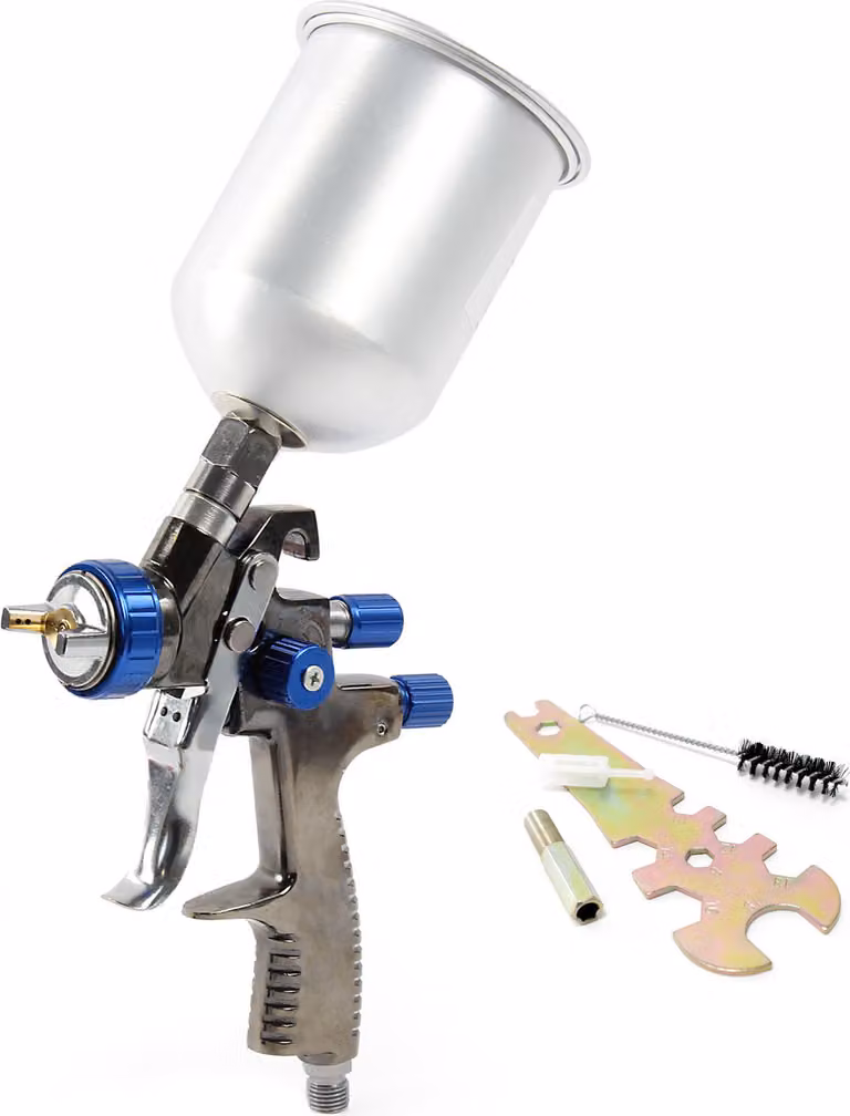XPOtool Pistola a spruzzo LVLP, ugello da 1,4 mm, tazza in alluminio da 500 ml, larghezza di spruzzo 100 mm, pistola a spruzzo pistola per aerografo