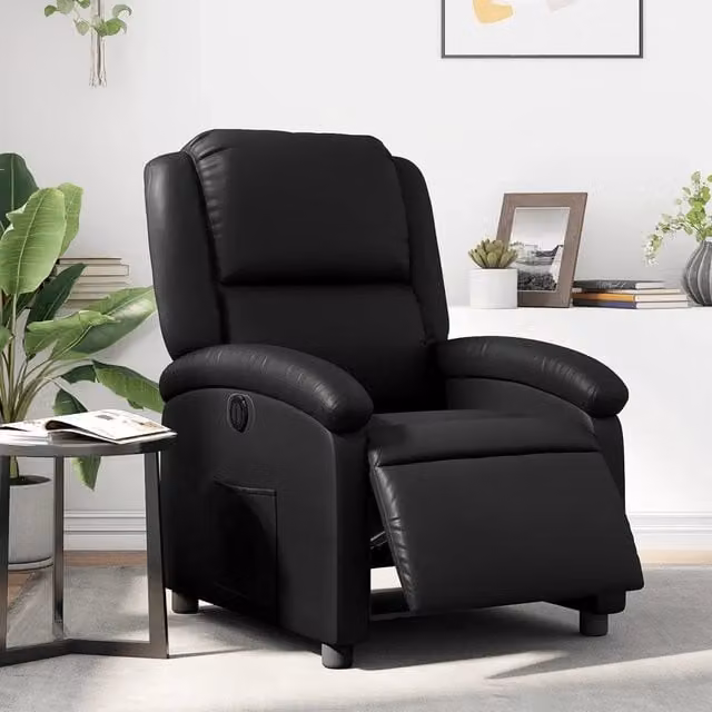 Poltrona Reclinabile Elettrica vidaXL in Similpelle Nera con Schienale in Schiuma e Struttura Moderna – 1