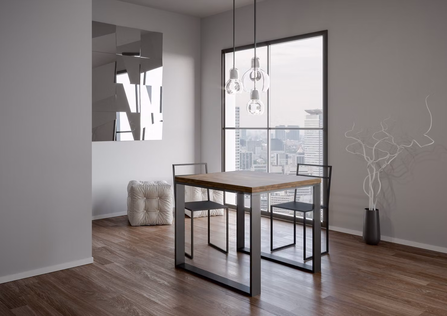 ITAMOBY - Tavolo apribile 90/180x90 cm Tecno Libra noce telaio antracite
