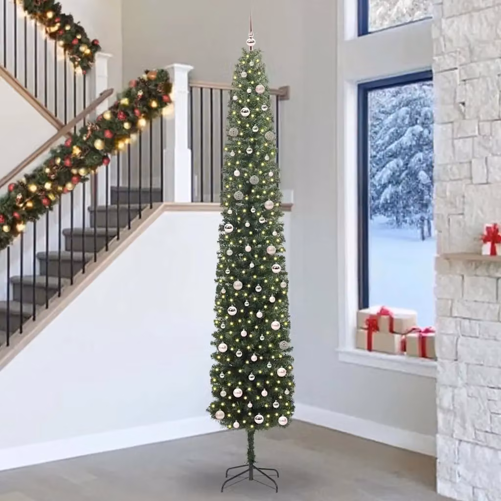 Albero di Natale artificiale moderno verde con 300 LED luce bianca calda, Altezza: 300 cm – 2