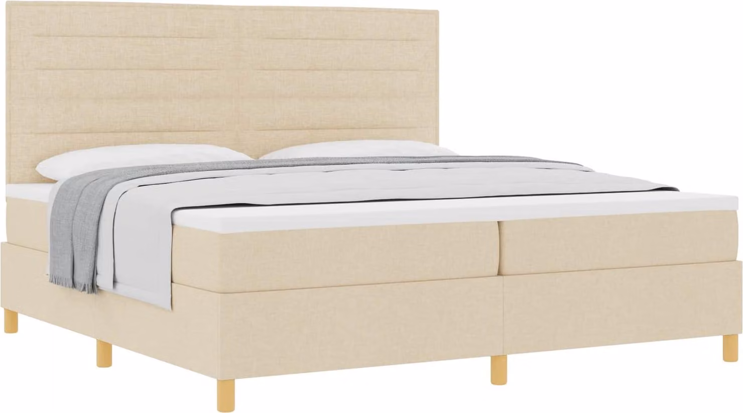 Letto a molle con materasso Crema 200 x 200 cm Tessuto