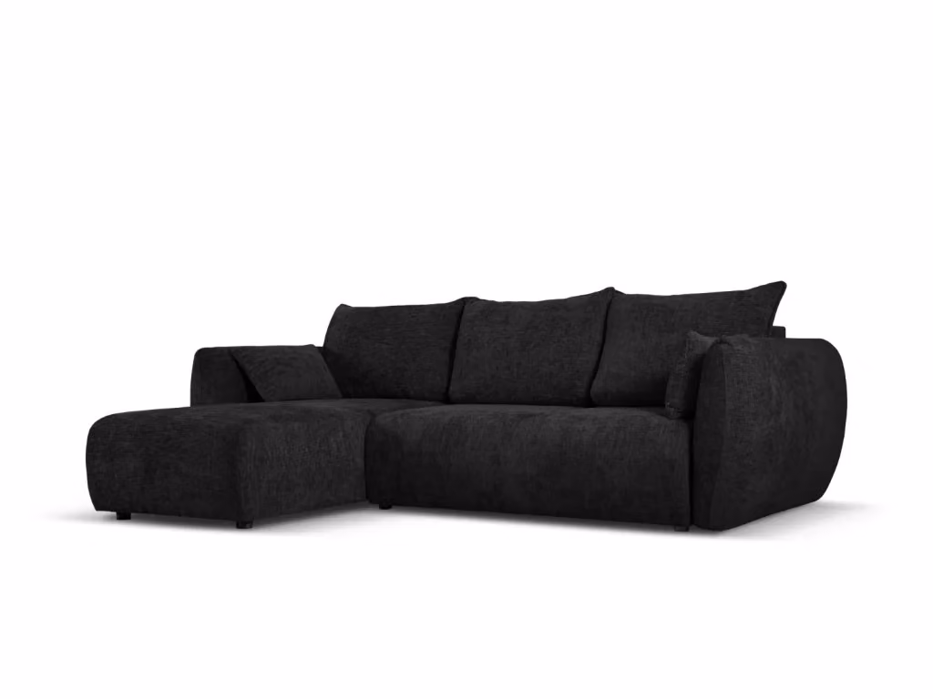 Divano convertibile angolare sinistro Matera di Cosmopolitan Design, 4 posti con contenitore in ciniglia nero, L/P/H: 253 x 119 x 86 cm – 2