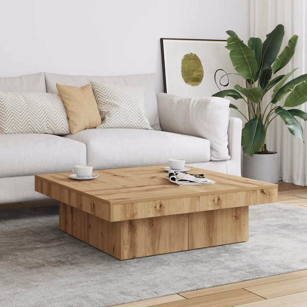 Tavolino da salotto vidaXL in legno marrone con finitura opaca L/P/H: 90 x 90 x 28 cm