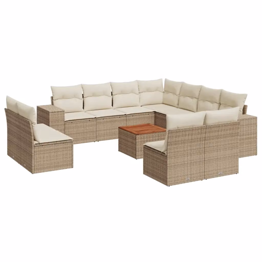 Set di Divani da Giardino VIDAXL in Polyrattan con Cuscini Beige, Design Moderno a Forma di U per 12 Persone – 2