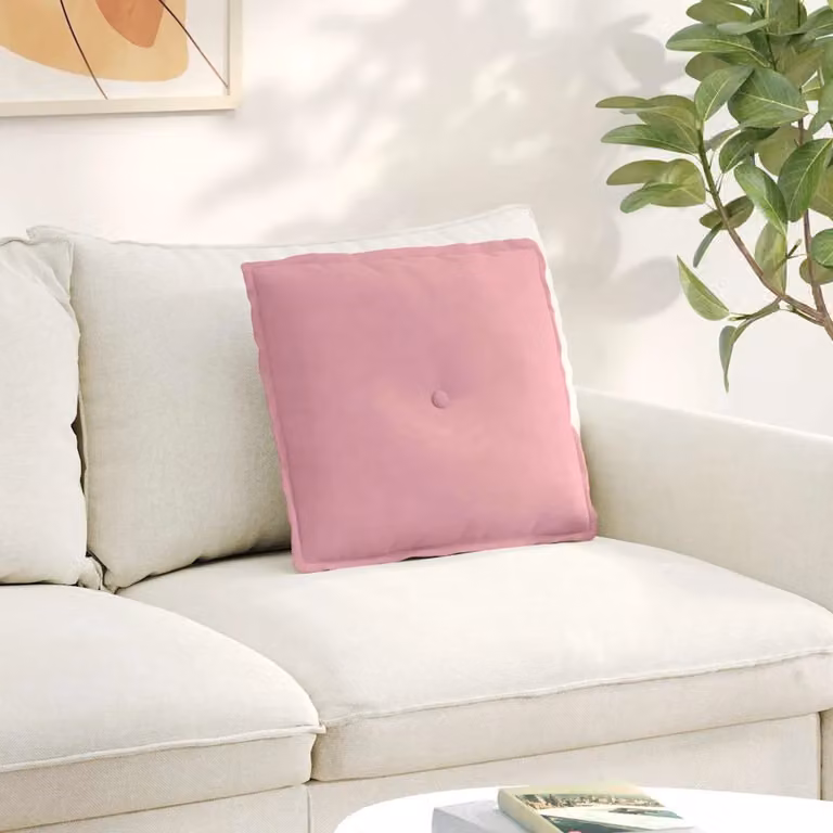 vidaXL Cuscino per Schiena Rosa in Tessuto di Velluto a Costine con Rivestimento Rimovibile L: 50 cm, P: 45 cm
