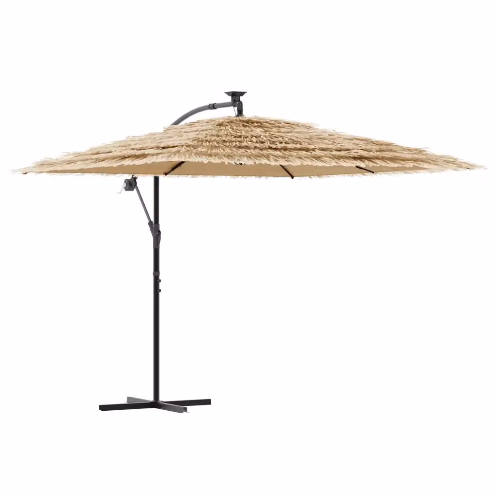 Ombrellone da giardino Videx con LED e palo in acciaio, colore marrone e beige, L: 269 cm, P: 269 cm, H: 235 cm – 2