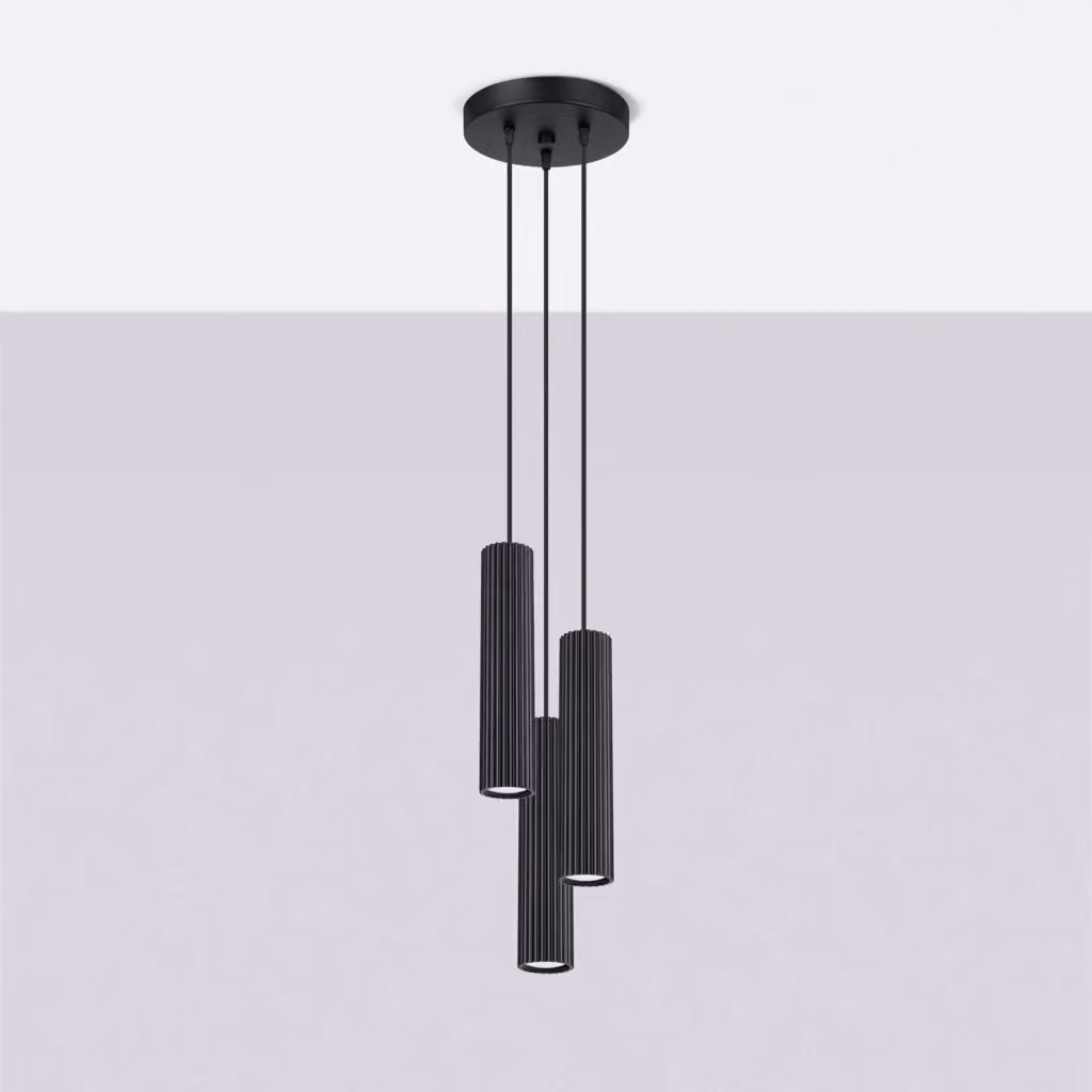 Lampada a sospensione Pure Lume nera con 3 luci GU10 in metallo per cucina e soggiorno – 2