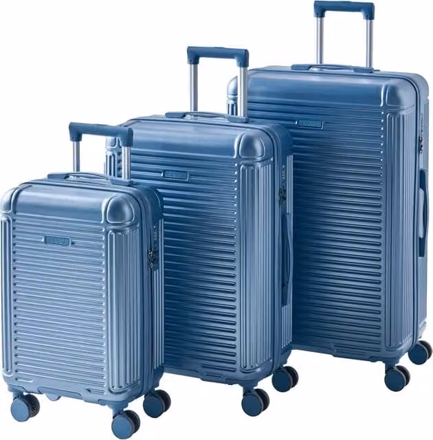 Set di 3 valigie blu in materiale sintetico con ruote silenziose in ferro e cerniera antifurto 3 misure Lucchetto TSA Comodità