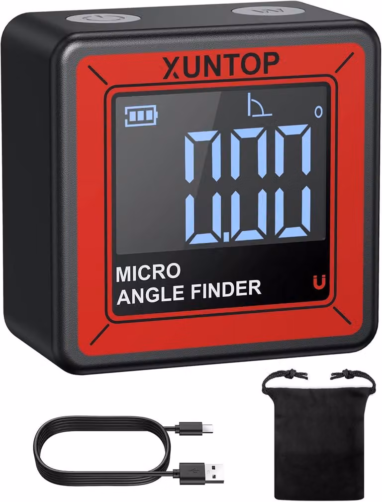 Inclinometro digitale 4x90°, mini livella a bolla con base magnetica, ricaricabile tramite USB-C, ideale per lavori di falegnameria e lavorazione dei metalli