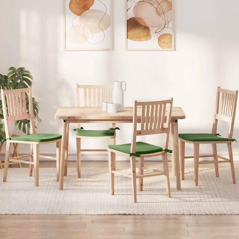 Set di 4 cuscini per seduta vidaXL in velluto verde chiaro, forma quadrata con imbottitura in schiuma e coperture lavabili, L/P/H: 40 x 40 x 3 cm