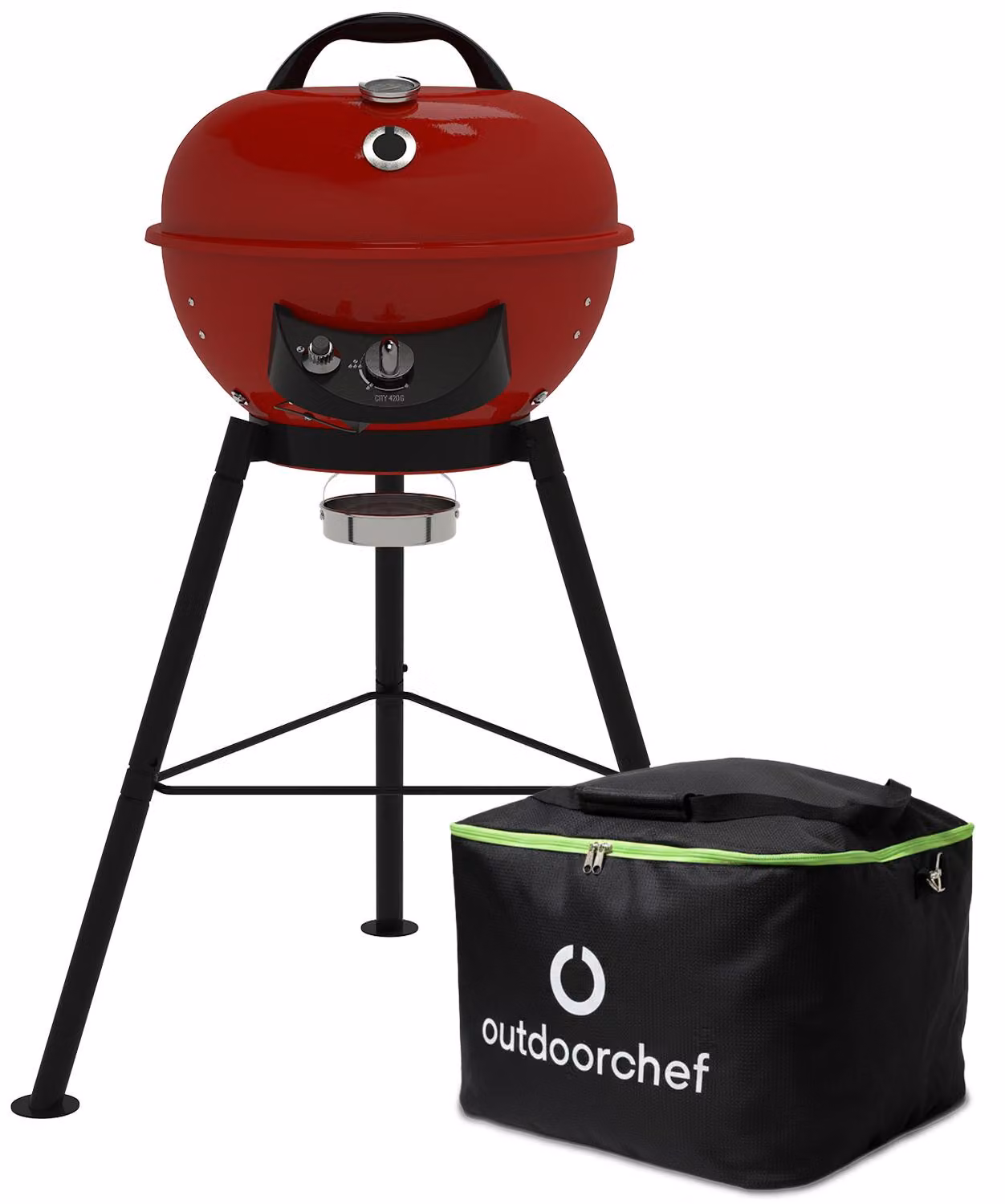 Barbecue a gas Outdoorchef City 420 G, modello a sfera, cod. art. 18.129.05, rosso ciliegia