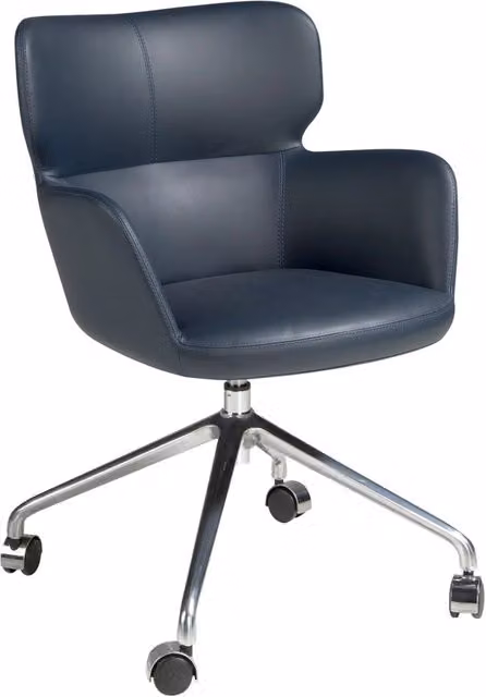 Sedia girevole da ufficio in ecopelle blu