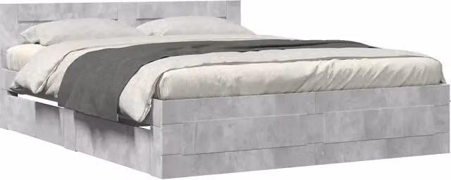 Letto matrimoniale | Letto per adulti | Giroletto Testiera Grigio Cemento 160x200 cm Legno Multistrato