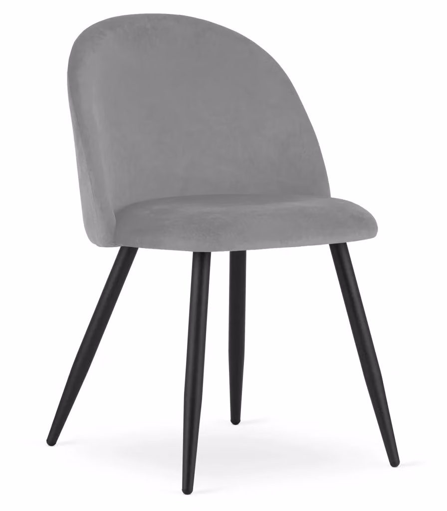 Set da 3 sedie Valora in velluto grigio con gambe in metallo nero – 2