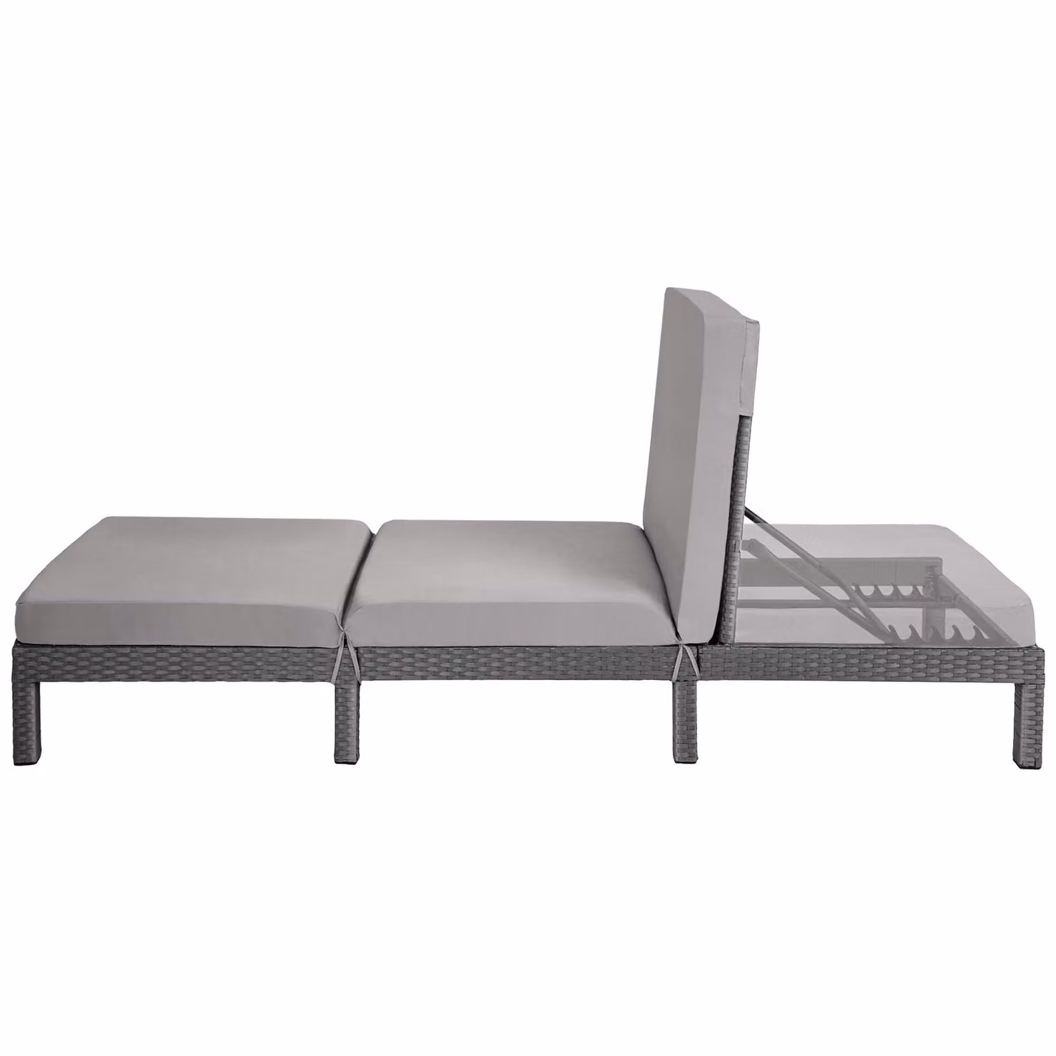 Lettino prendisole Sofia TecTake in polyrattan grigio con cuscino impermeabile e poggiatesta regolabile – 2