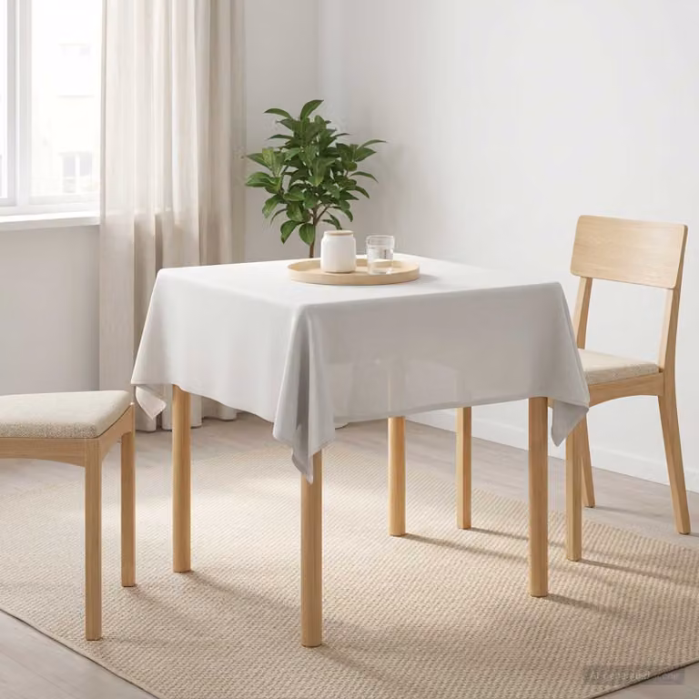 Set di 5 tovaglie quadrate vidaXL bianche in poliestere, idrorepellenti e lavabili in lavatrice, L 110 x L 110 cm