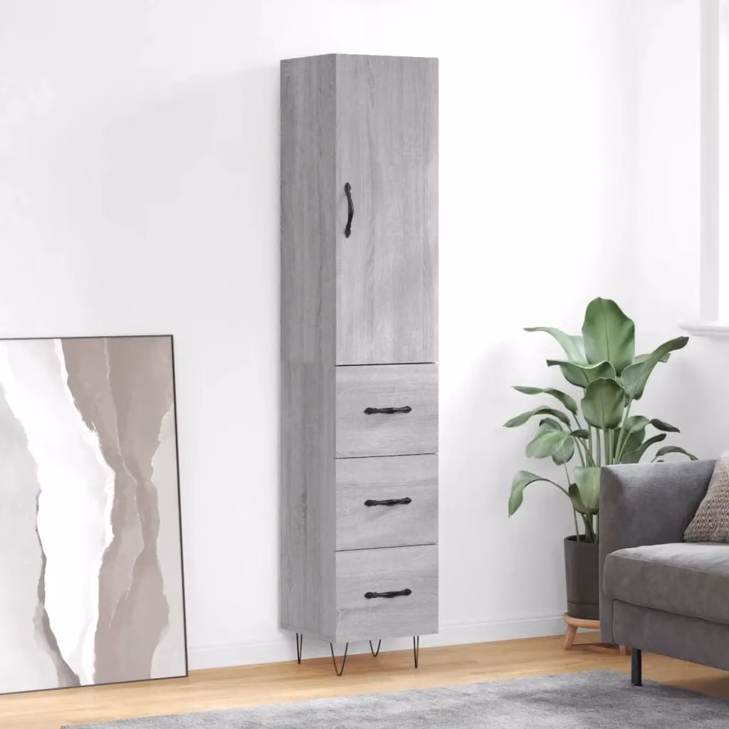 Credenza moderna in legno multistrato e metallo Grigio Sonoma per la tua sala da pranzo, L/P/H: 180 x 34,5 x 34 cm – 2