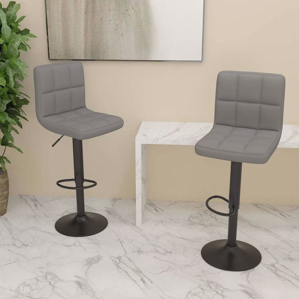 Set di 2 sgabelli da bar vidaXL in tessuto grigio con base girevole a 360 gradi