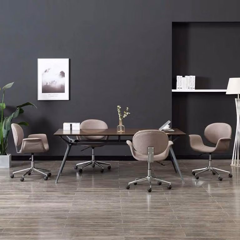 Set di 4 sedie da pranzo girevoli vidaXL in tessuto grigio con ruote e design moderno