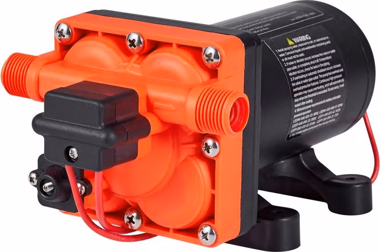 Pompa dell'acqua per camper, 12 V CC 6 GPM (22,7 L/min), pompa dell'acqua a membrana autoadescante a 4 camere con pressostato automatico, pressione massima 70 PSI, su richiesta per camper, roulotte, imbarcazioni, yacht, autolavaggi