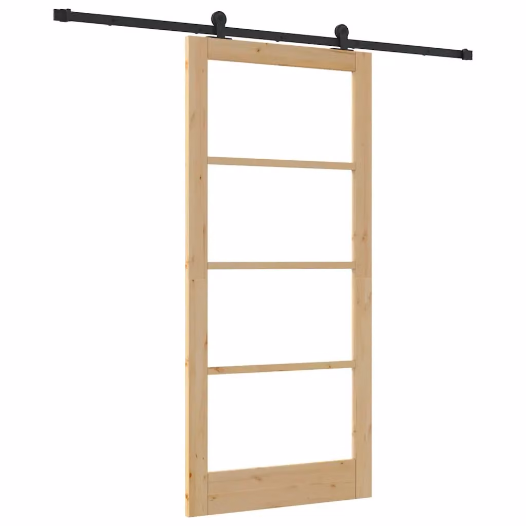 Porta scorrevole vidaXL ORKDAL in legno e vetro, colore naturale beige e marrone, L: 93 cm, H: 202 cm – 2