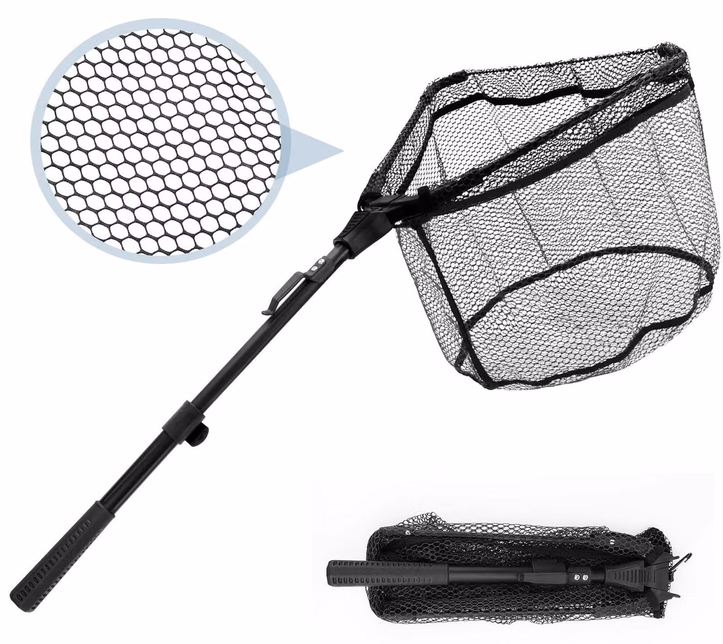 Retino da pesca pieghevole con gomma, telescopico, 90 cm