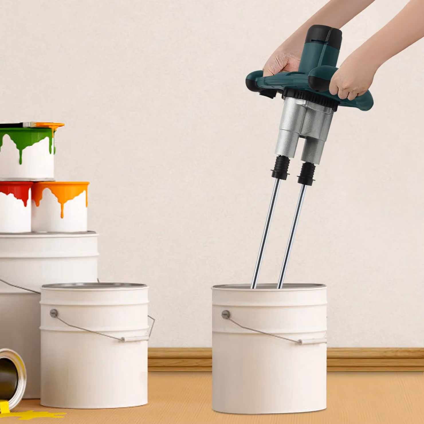 mescolatore manuale da 2800W per vernice e malta, betoniera a filo, 2 marce, 6 velocità, 110V, verde