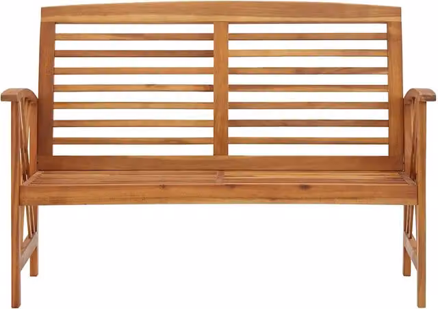 Panchina da giardino in legno di acacia marrone con braccioli