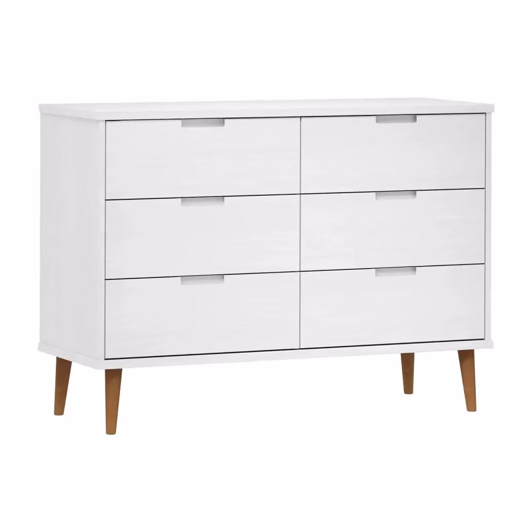 Cassettiera MOLDE vidaXL Bianca in Legno di Pino in Stile Scandinavo L: 113 cm, P: 40 cm, H: 80 cm – 2