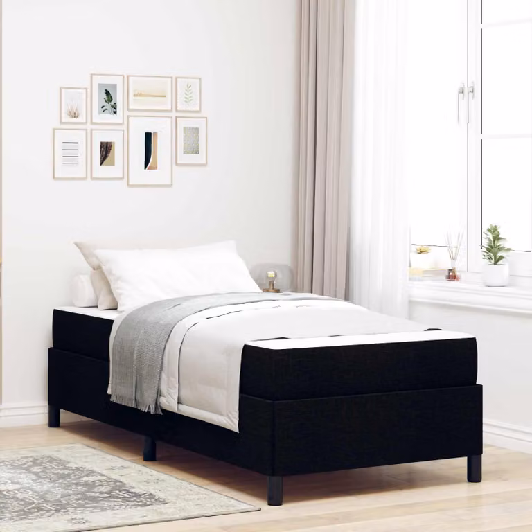 Letto a molle insacchettate "Maison Exclusive", colore nero, dimensioni 90 x 190 cm, rivestito in tessuto
