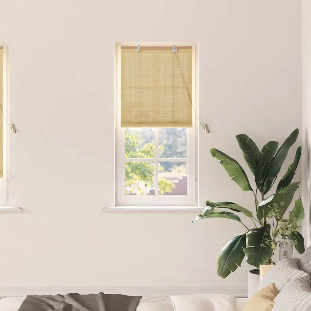 Tenda a rullo vidaXL in bambù color naturale, semi-trasparente e resistente ai raggi UV, L: 60 cm, H: 220 cm
