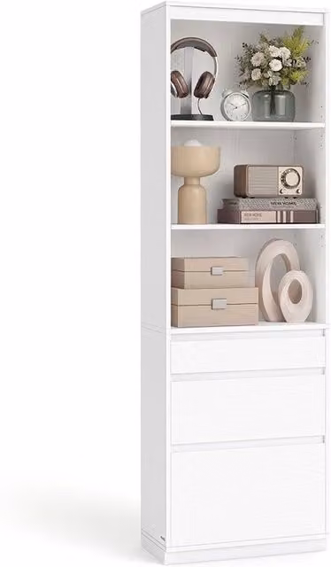Cassettone con cassetti - mensole di archiviazione - Cassetto bianco - Organizza in modo efficiente - 30 cm x 57,1 cm x 180 cm