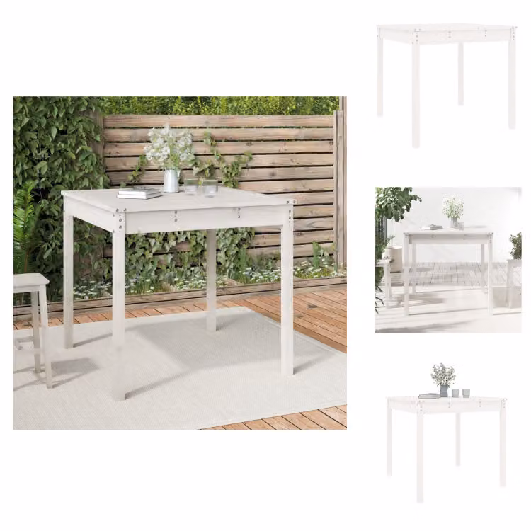 vidaXL Tavolo da giardino bianco 82,5x82,5x76 cm in legno di pino massiccio - Tavoli da giardino