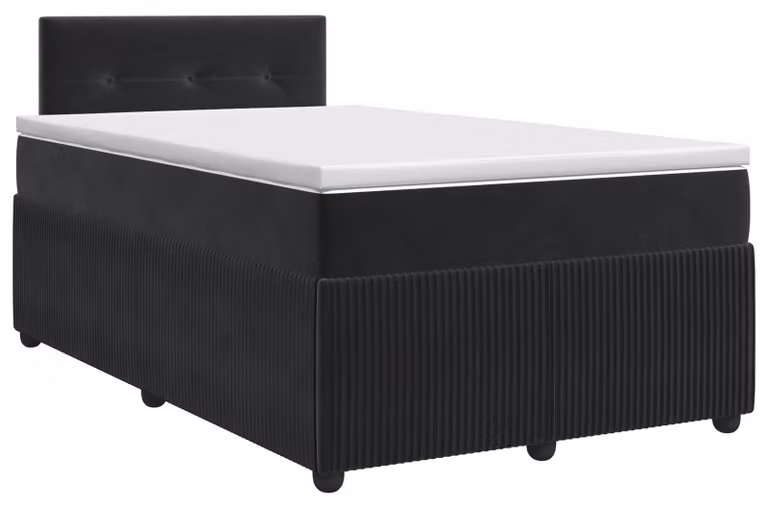 Letto a molle con materasso nero 120 x 190 cm in velluto