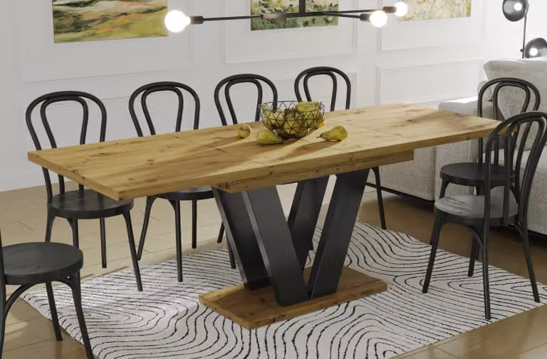 Tavolo da pranzo a colonna Endo-Moebel Lara 130cm - 210cm allungabile sincrono (rovere Artisan)