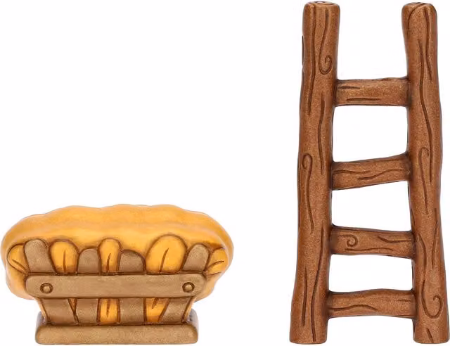 Set scala e mangiatoia in ceramica marrone Thun Presepe Classico
