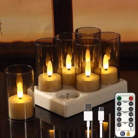 Candela elettronica a LED in plastica con telecomando, luce calda, ideale per feste, San Valentino e decorazioni per la casa