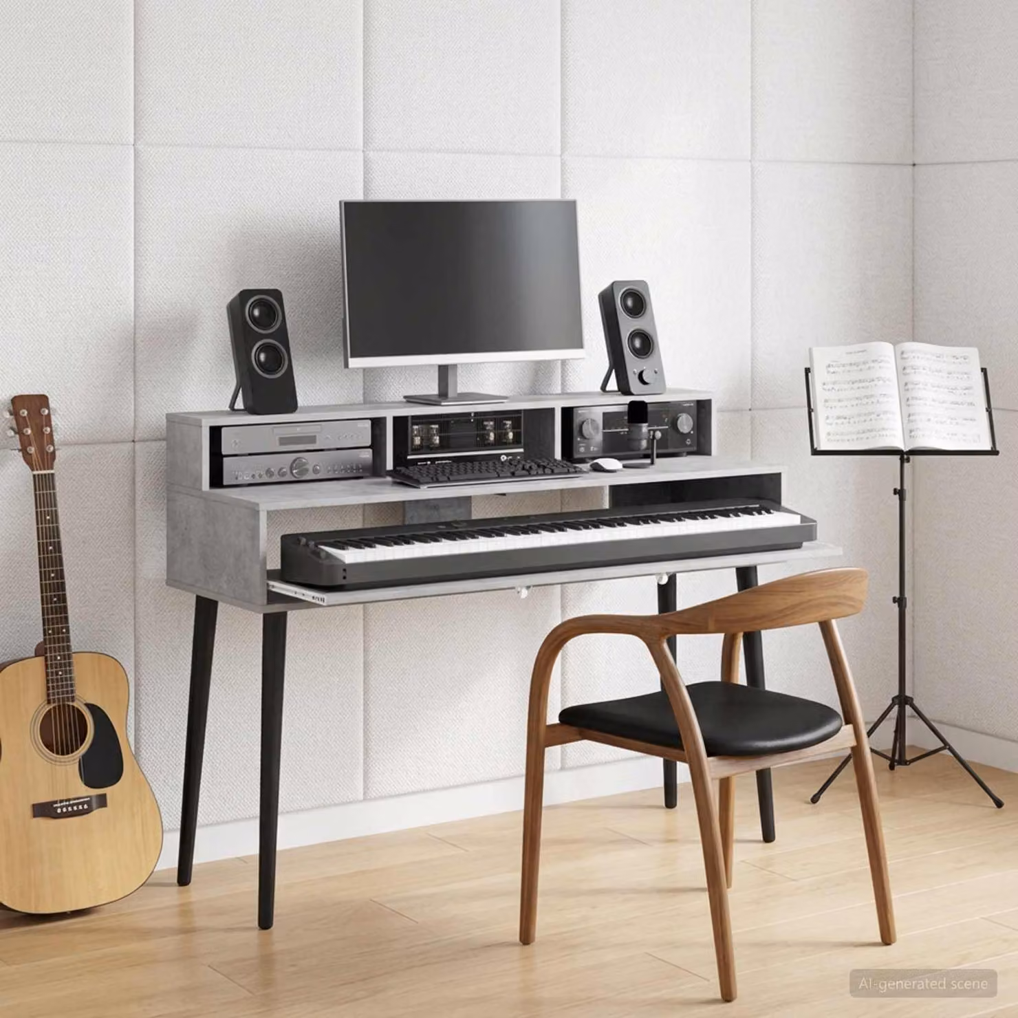 Scrivania da studio moderna vidaXL Grigio, L 130 x P 42,5 x H 36 cm