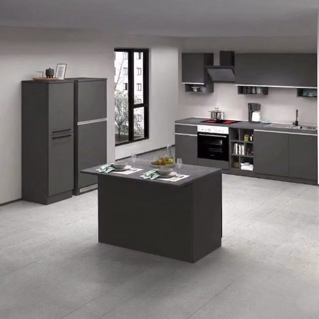 Cucinino Arlo DMORA con 3 cassetti, design moderno in MDF, Grigio Antracite